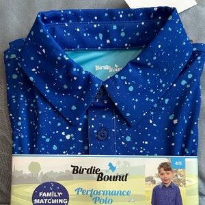 NWT Birdies Blue Speckled Kids Polo SZ 4/5